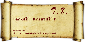 Tarkó Kristóf névjegykártya